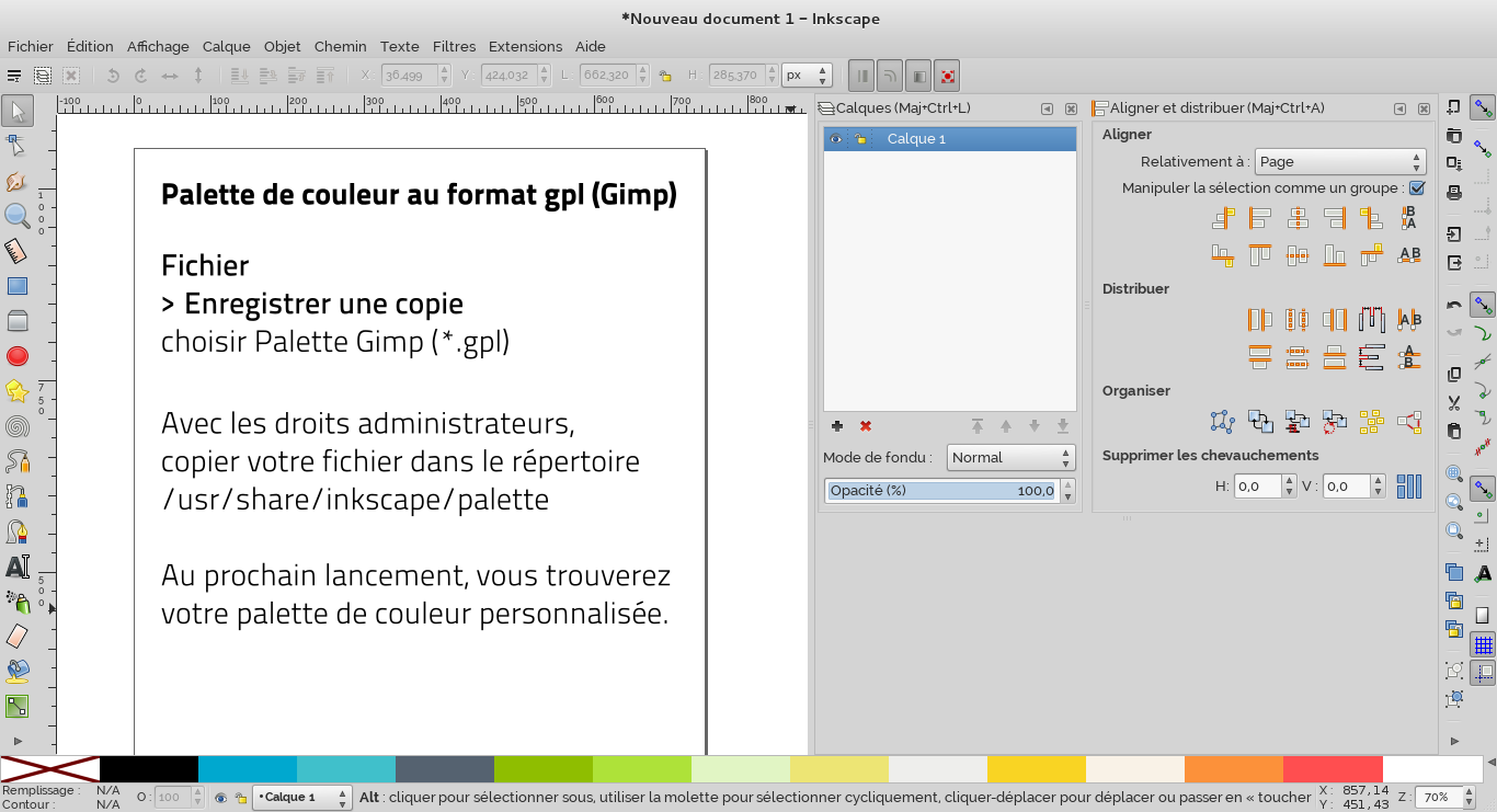 Ajouter une palette de couleurs personnalisées sous Inkscape N0D1